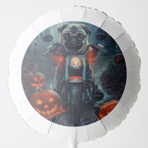 Pug Riding Motorcycle Halloween Scary Balloon