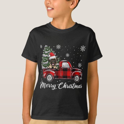 Pug Riding Red Truck Christmas Tree Dog Lover T_Shirt