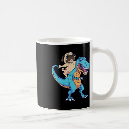 Pug Riding T-rex Surfing Dinosaur Funny Dog Lover  Coffee Mug