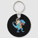 Pug Riding T-rex Surfing Dinosaur Funny Dog Lover  Keychain