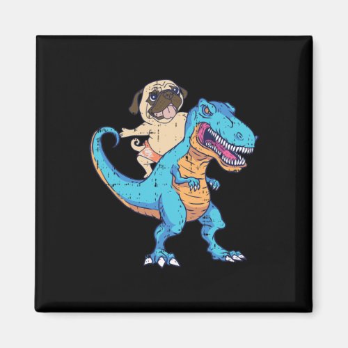 Pug Riding T-rex Surfing Dinosaur Funny Dog Lover  Magnet