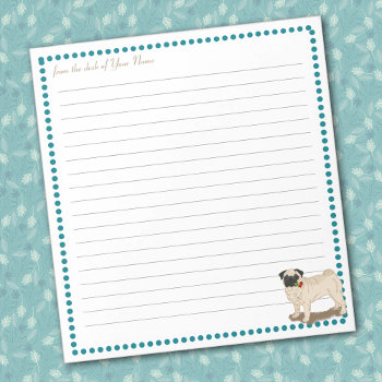 Pug Roses Personalized Lined Notepad by FavoriteDogBreeds at Zazzle