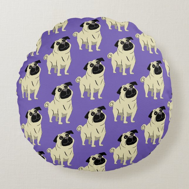 Pug Round Pillow (Front)