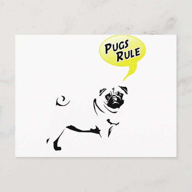 Pug Rules Postcard (Front)