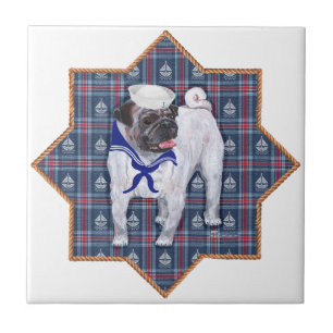 Pug Sailor Ceramic Tile