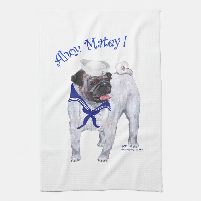 Pug Sailor Towel (Vertical)