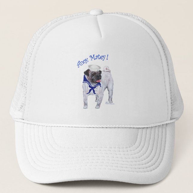 Pug Sailor Trucker Hat (Front)