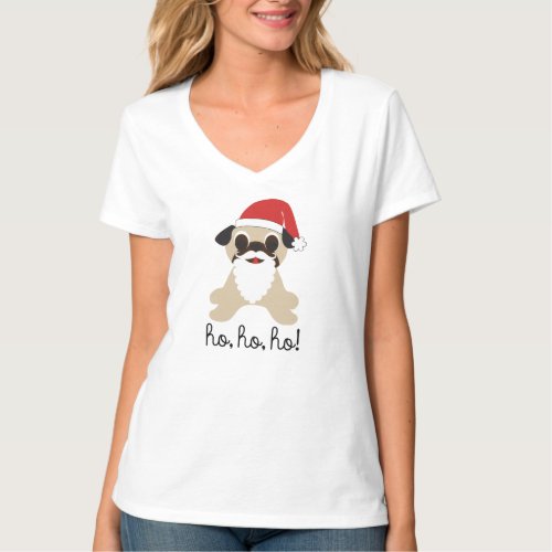 Pug Santa Christmas Claus Ho Ho Ho T_Shirt