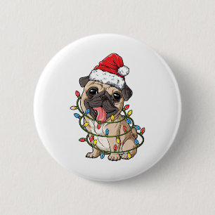 Pug Santa Christmas Tree Lights Xmas Boys Pugmas D Button