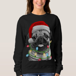 Pug Santa Christmas Tree Lights Xmas Boys Pugmas D Sweatshirt