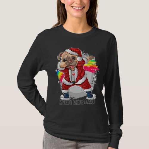 Pug Santa Dabbing Merry Christmas Pugmas _ Pug Mer T_Shirt