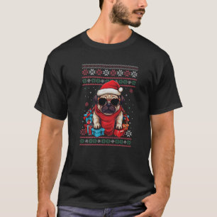 Pug Santa Hat Funny Dog lovers Xmas Ugly Christmas T-Shirt