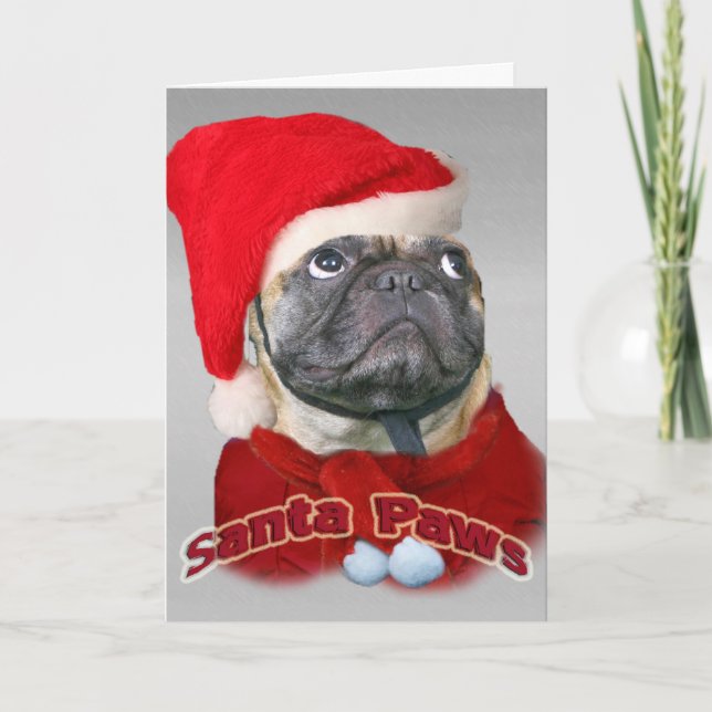 Pug Santa Paws card (Front)