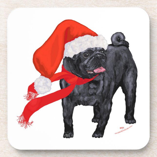 Pug Santa's Helper Coaster (Front)