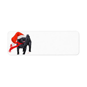 Pug Santa's Helper Label