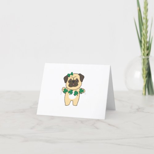 Pug Shamrocks Cute Animals For Happiness Thank You Card