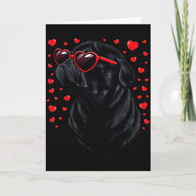 Pug Shirt Pug Lover Pug Mom Dad Valentine Black Pu Card (Front)