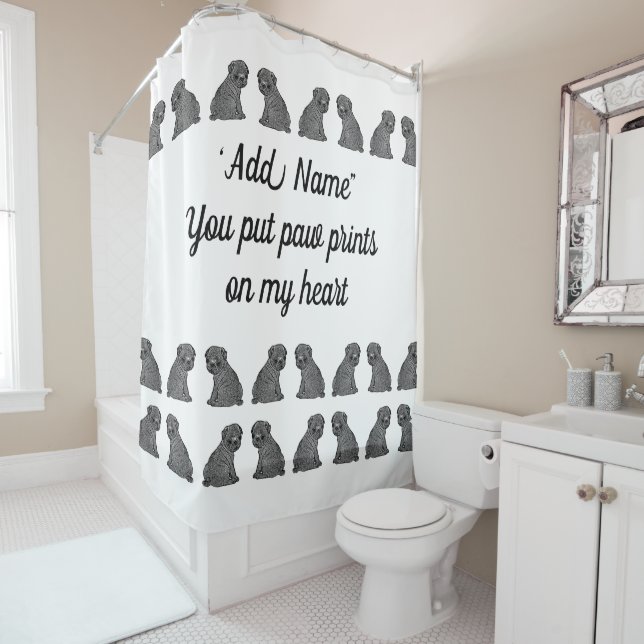Pug Shower Curtain (In Situ)