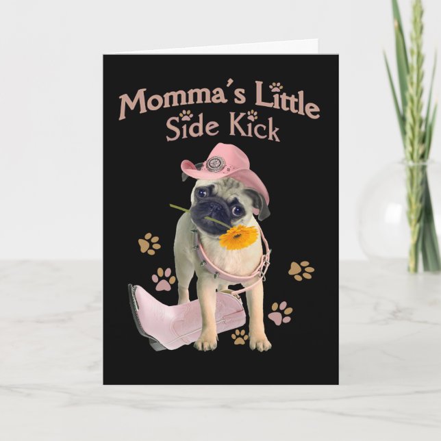 Pug Side Kick Valentine Holiday Card (Front)