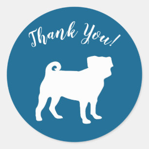 Pug Silhouette Baby Shower Classic Round Sticker