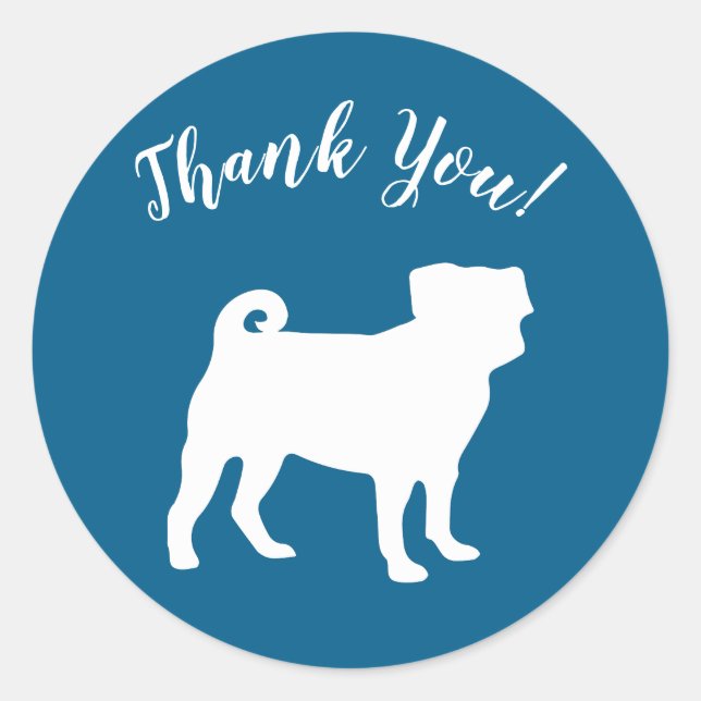 Pug Silhouette Baby Shower Classic Round Sticker (Front)