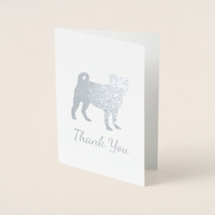 Pug Silhouette Baby Shower Foil Card
