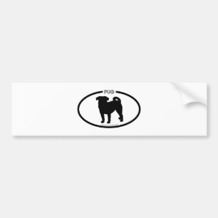 Pug Silhouette Black Bumper Sticker