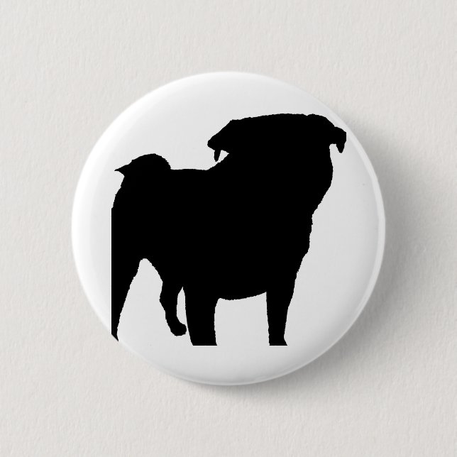 Pug Silhouette Button (Front)