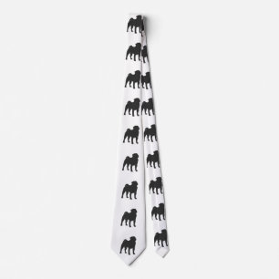 Pug silhouette - Choose background color Neck Tie