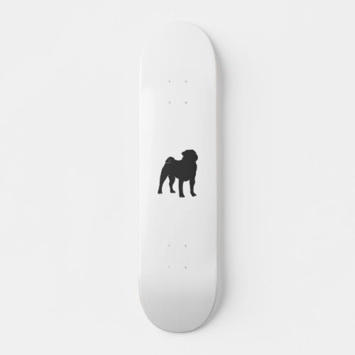 Pug  silhouette  _ Choose background color Skateboard