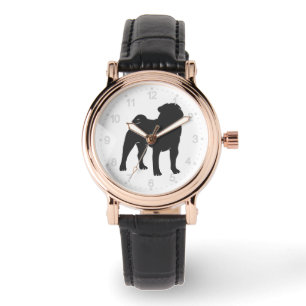 Pug  silhouette  - Choose background color Watch