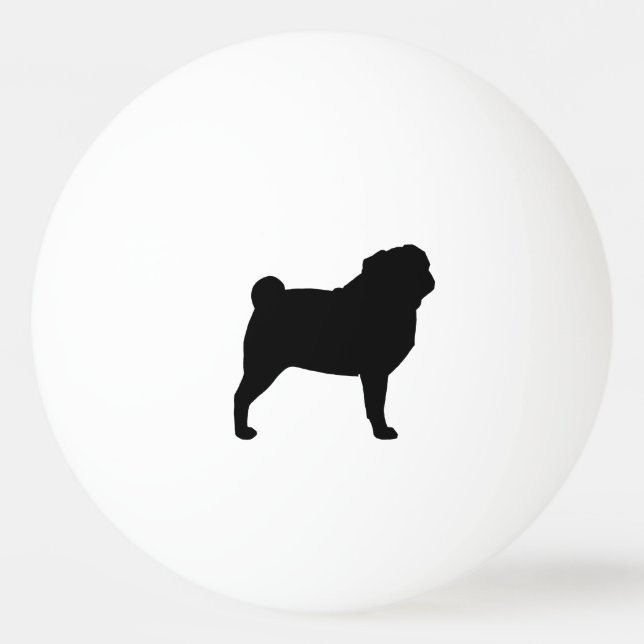 Pug Silhouette Ping Pong Ball (Front)