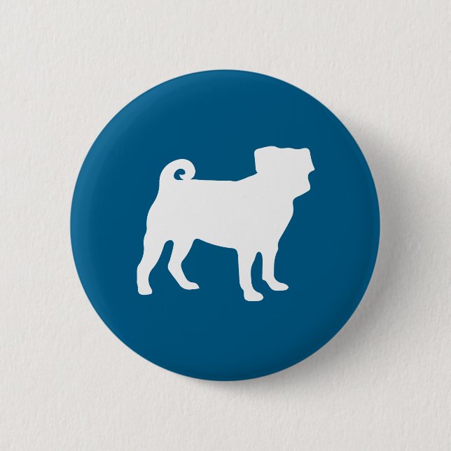 Pug Silhouette Puppy Baby Shower Button (Front)