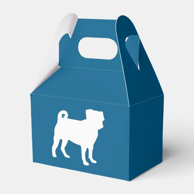 Pug Silhouette Puppy Baby Shower Favor Boxes (Front Side)