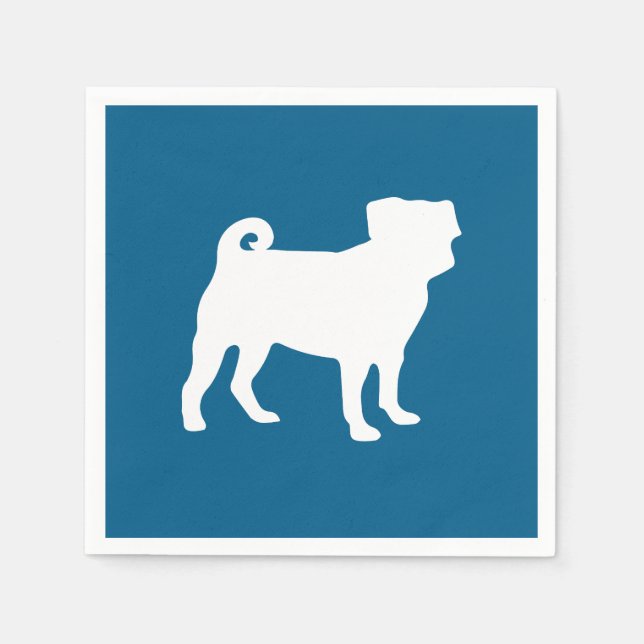 Pug Silhouette Puppy Baby Shower Napkins (Front)