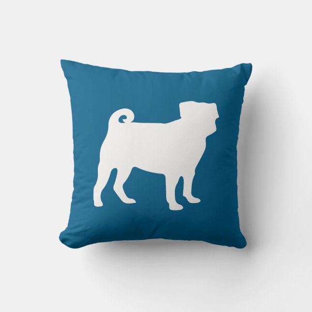 Pug Silhouette Puppy Baby Shower Throw Pillow (Front)