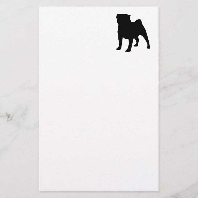 pug silhouette stationery (Front)