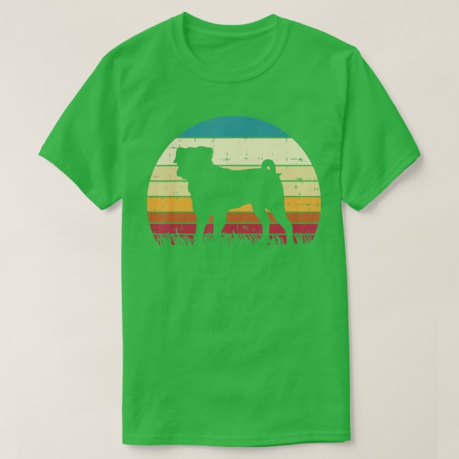 Pug Silhouette Sunset Retro Animal Pet Dog Lover O T-Shirt (Design Front)