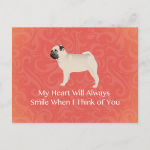 Pug Silhouette Thinking of You Design Postcard