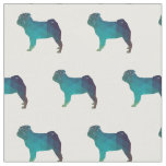 Pug Silhouette Tiled Fabric - Green