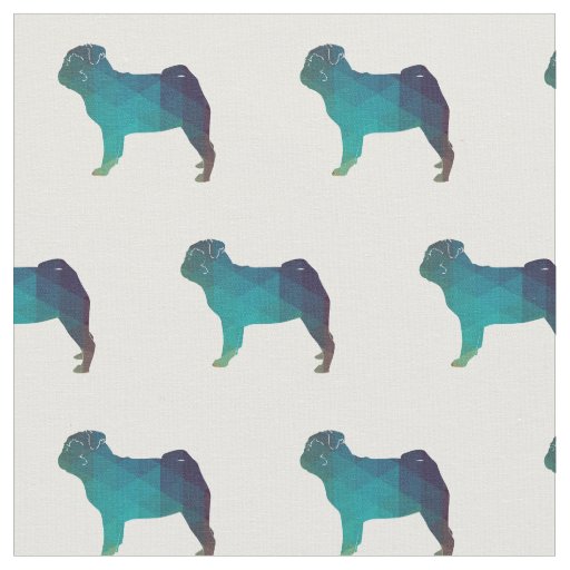 Pug Silhouette Tiled Fabric - Green