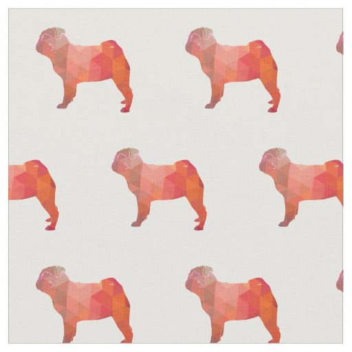 Pug Silhouette Tiled Fabric - Orange