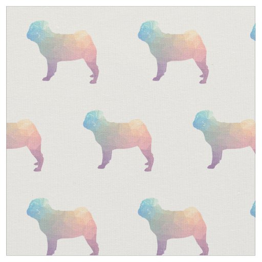 Pug Silhouette Tiled Fabric - Pastel