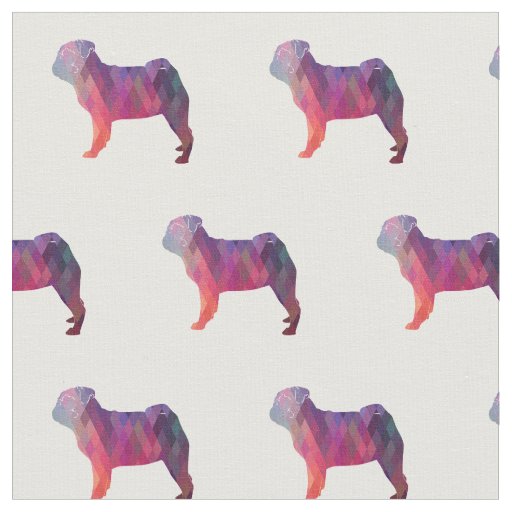 Pug Silhouette Tiled Fabric - Pink