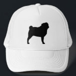 Pug Silhouette Trucker Hat<br><div class="desc">Black Pug Silhouette. This cute trucker hat makes a fun gift for Pug lovers! Unisex size fits most teens and adults.</div>