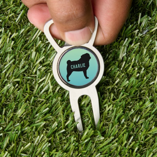 Pug Silhouette with Custom Name Divot Tool (Insitu 1)