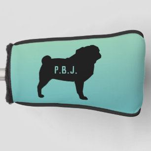 Pug Silhouette with Custom Text  Golf Head Cover