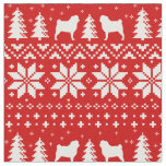 Pug Silhouettes Christmas Holiday Patterned Fabric