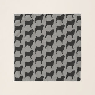 Pug Silhouettes Pattern Scarf