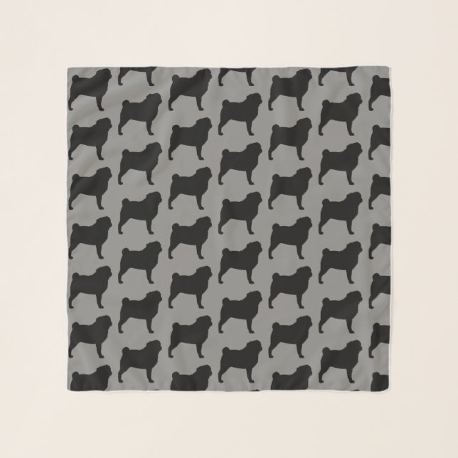 Pug Silhouettes Pattern Scarf (Front)